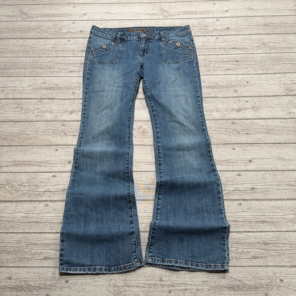 Y2K Bluenotes Jeans Women's 30 Blue Flare Leg Denim Low Rise Flap Pocket Retro